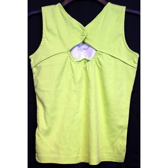 2007 Gymboree Candy Apple Green Tank Top Shirt Keyhole Back Flowers Sleeveless 9 - Picture 3 of 5